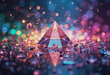 Poster - Shattered prism reflecting vibrant rainbow shards and colorful bokeh