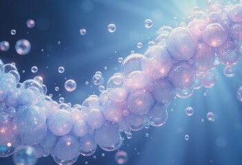 Aufkleber - Transparent bubble clusters floating in a serene blue space