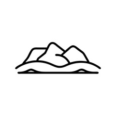 Poster - Handdrawn Line Art Mountainscape Simple Minimalist Landscape Three Peaks Water River