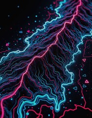 Poster - Colorful topographic map lines flowing in vibrant patterns