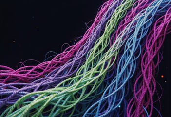 Poster - Close-up of woven threads in vibrant colors creating an abstract design