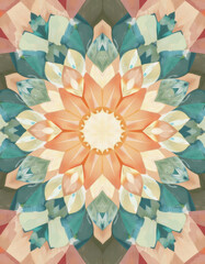 Fototapete - Kaleidoscope mosaic in soft pastel tones creating a vibrant floral pattern
