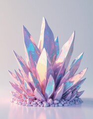 Poster - Iridescent shards arranged on a clean white surface, showcasing vibrant colors