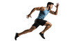 © Creative Transparent - Athletic man sprinting in a dynamic pose, showcasing speed and strength against a neutral background, ideal for fitness themes