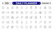 © artshuvo - Daily Planner Outline icon set. Containing schedule, to-do list, task, manage time, planner, calendar, delegation, reminder, timer, set priorities and Time management.
