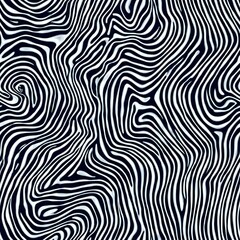 Poster - Abstract black and white wavy lines creating hypnotic seamless pattern with organic flowing curves and swirls. Repeatable background for textile and surface design.