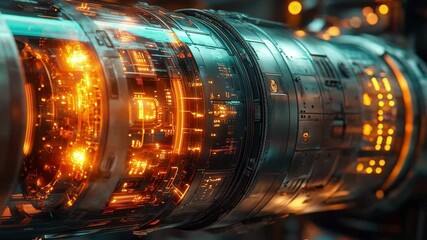 Poster - Futuristic technology with glowing energy cores in a high-tech setting