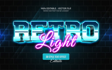 Fototapete - Retro Light 3D Text Effects for Posters, Logos, and T-Shirt Templates