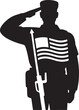 © Masud - Soldier saluting with flag vector illustration