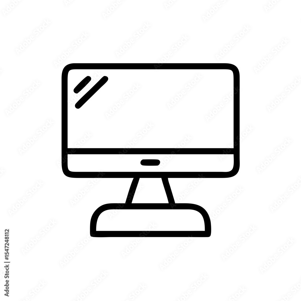 Minimal Line Icon Of Desktop Monitor Display With Clean Flat Design

