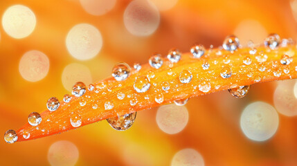 Wall Mural - A beautiful blurry light orange with raindrops background 