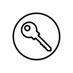 Poster - A simple line drawing of a key inside of a circle on a white background in a minimalist style
