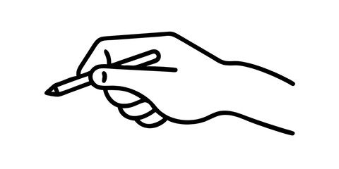 Poster - A simple line drawing of a hand holding a pencil ready to write on a blank white piece of paper