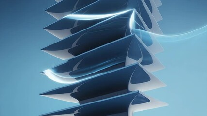 Poster - Elegant architectural form: Captivating abstract composition featuring sleek, layered structures, underscored by luminous, flowing lines, and rendered in sophisticated shades of blue.