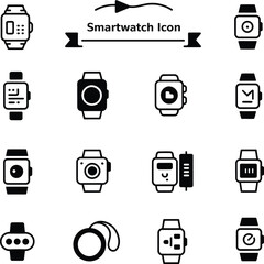 Aufkleber - Smartwatch icon set isolated on white background in black silhouette
