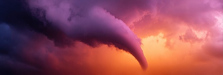 Aufkleber - Isolated Tornado Funnel Cloud in Dramatic Twilight Sky Capturing Powerful Natural Force for Weather Safety and Educational Awareness Campaigns
