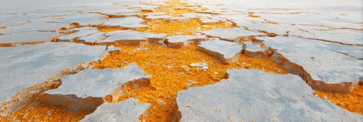 Aufkleber - Urban Concrete Pavement Failure with Jagged Cracks and Fissures Close-up, Symbolizing Structural Weakness and Repair Needs in Construction Safety