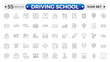 © artshuvo - Driving School Outline Icon Set – Cars, Traffic, Education, and Transportation. Editable stroke outline icon.