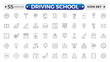 © artshuvo - Driving School Outline Icon Set – Cars, Traffic, Education, and Transportation. Editable stroke outline icon.