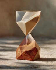 Aufkleber - Rustic Geometric Hourglass with Flowing Sand in Natural Brown and Sienna Tones for Time Management and Workflow Efficiency in Professional Settings