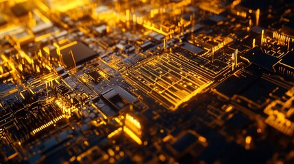 Poster - Illuminated Circuit Board: A Glimpse into High-Tech Connectivity