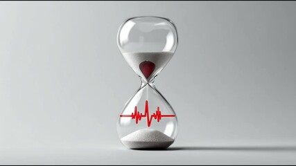 Aufkleber - An artistic sand timer features a heart and heartbeat, representing the connection between time, love, and the essence of life