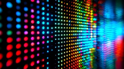 Poster - Colorful led display screen technology bright light background abstract digital pixel pattern design art