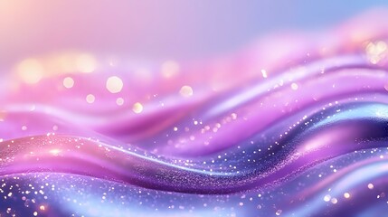 Poster - Magical flowing waves in pink and purple colors with sparkling glitter effect and bokeh lights creating dreamy abstract background for creative designs.