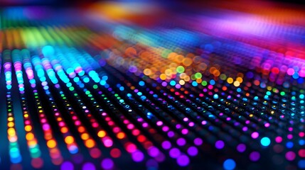 Poster - Colorful led lights background abstract glowing dots pattern design wallpaper bright illuminated decoration effect