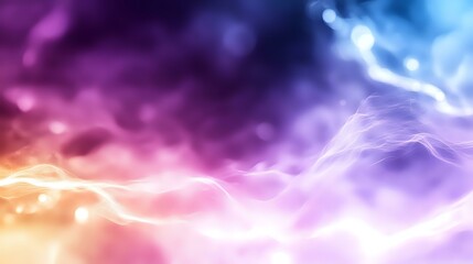 Poster - Vibrant abstract background with flowing energy waves in pink, purple, and blue colors creating dynamic motion effect with glowing light trails and bokeh elements.