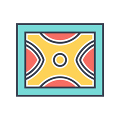Poster - Colorful framed geometric artwork with concentric circles and radial semicircles