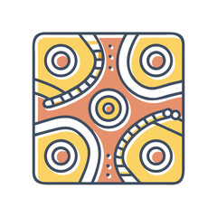 Poster - Abstract art icon with circular and geometric shapes in a square frame