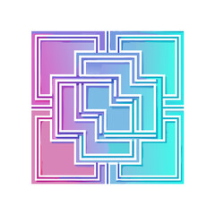 Poster - Abstract Geometric Square with Watercolor Gradient Fill and White Line Frame