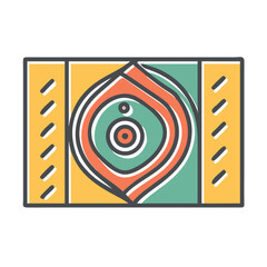 Poster - Abstract Geometric Rug with Circular Motif in Retro Colors and Style