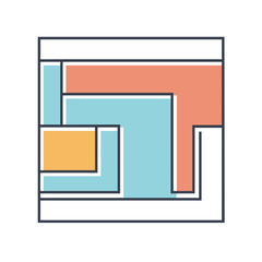 Poster - Abstract Geometric Composition with Overlapping Shapes and Contrasting Colors Illustration