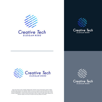 Modern World Tech logo designs concept vector illustration, Abstract Circle Technology logo template, Wire Tech logo designs vector