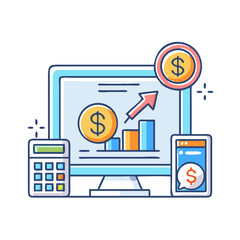 Poster - Financial Analysis on a Desktop Computer with Calculator and Mobile Phone