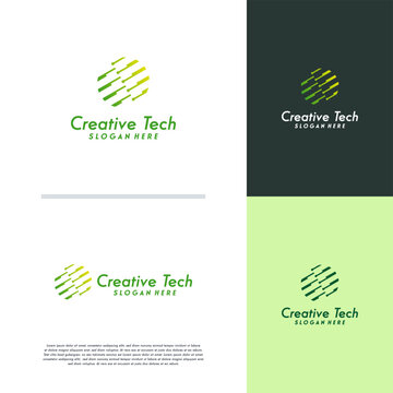 Modern World Tech logo designs concept vector illustration, Abstract Circle Technology logo template, Wire Tech logo designs vector