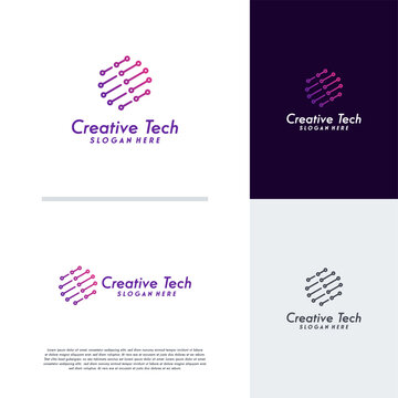 Modern World Tech logo designs concept vector illustration, Abstract Circle Technology logo template, Wire Tech logo designs vector