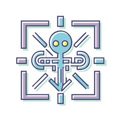 Poster - Abstract Geometric Alien Design with Pastel Colors and Vector Graphics