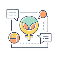Poster - Interconnected Network Communication with Female Symbol and Multiple Data Points