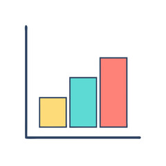 Poster - Simple colorful bar chart illustrating increasing values over time and categories