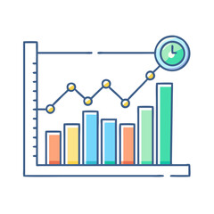 Poster - Colorful bar graph shows progress over time with trending upward movement