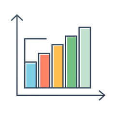 Poster - Simple bar graph showing upward trend in pastel colors with blue axis