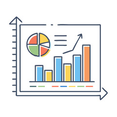Poster - Hand drawn data analysis graph with bar chart and pie chart components