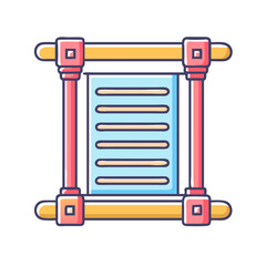 Fototapete - Decorative scroll stand showcasing a document with multiple lines of information
