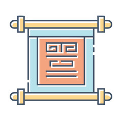 Fototapete - Ancient Scroll Illustration with Decorative Details and Cultural Significance, Graphic Design