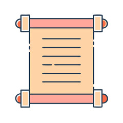 Fototapete - Ancient scroll illustration symbolizing knowledge and history on a plain background
