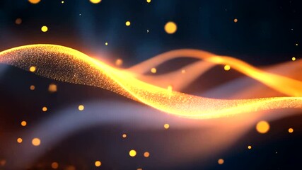 Wall Mural - abstract representation of glowing waves with shimmering particles in a dark background