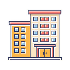 Poster - Colorful cartoon building with a simple design and architectural elements